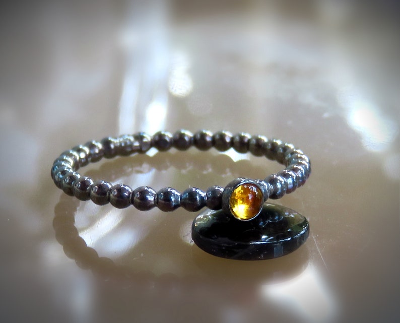 Yellow Gemstone RIng for Women birthstone ring for women Natural Citrine Ring in Oxidized Silver 925