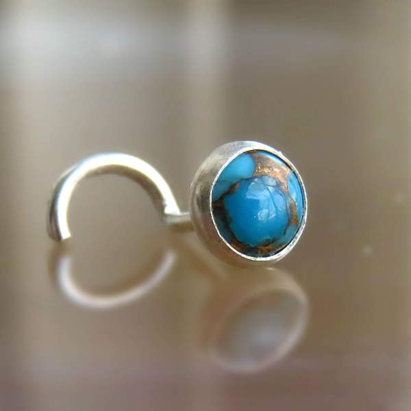 Koperen Turquoise neus Stud - Turquoise neus schroef - Blauw Turquoise Piercing