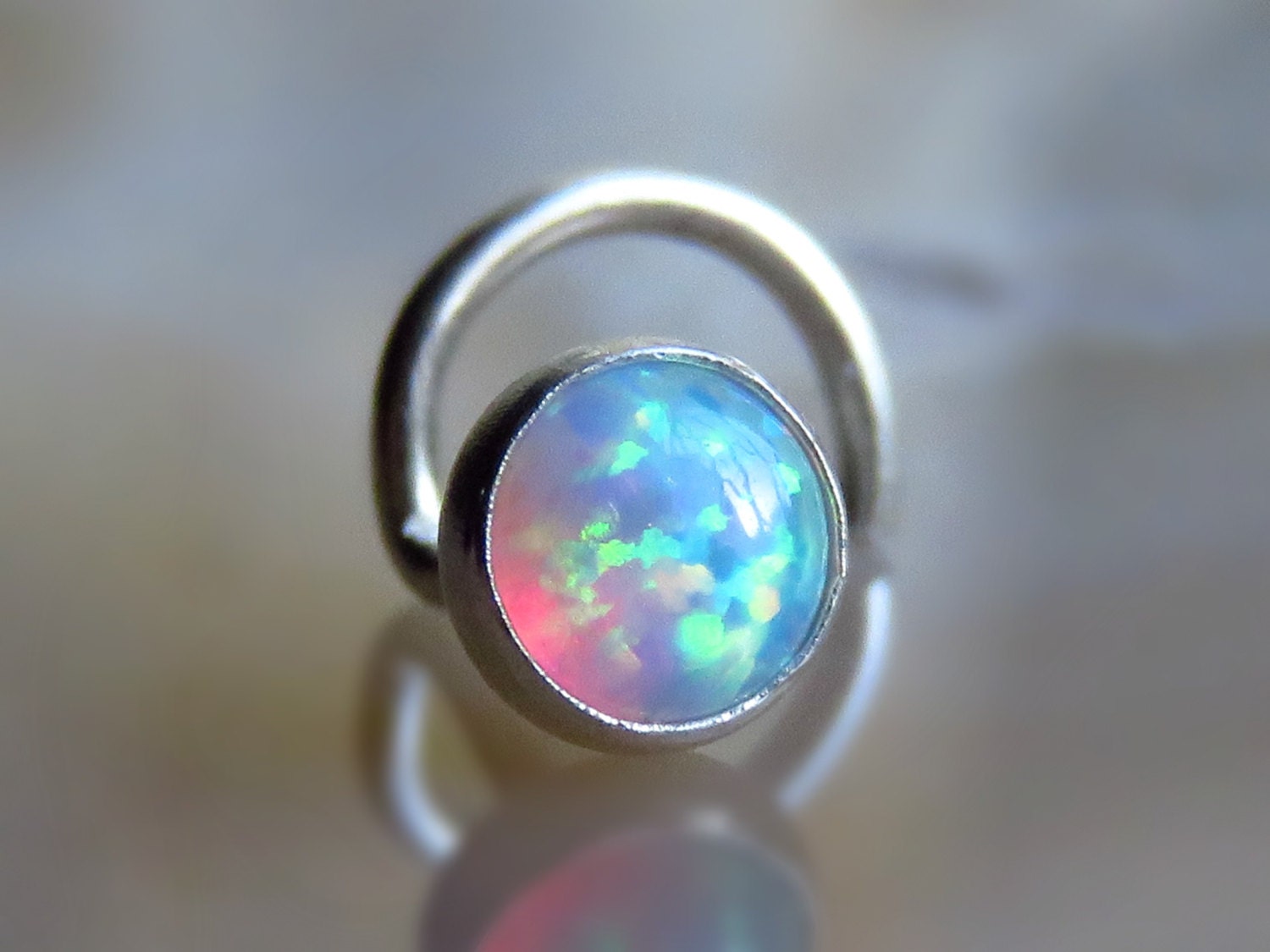 White Opal Nose Stud Nose Ring - Etsy