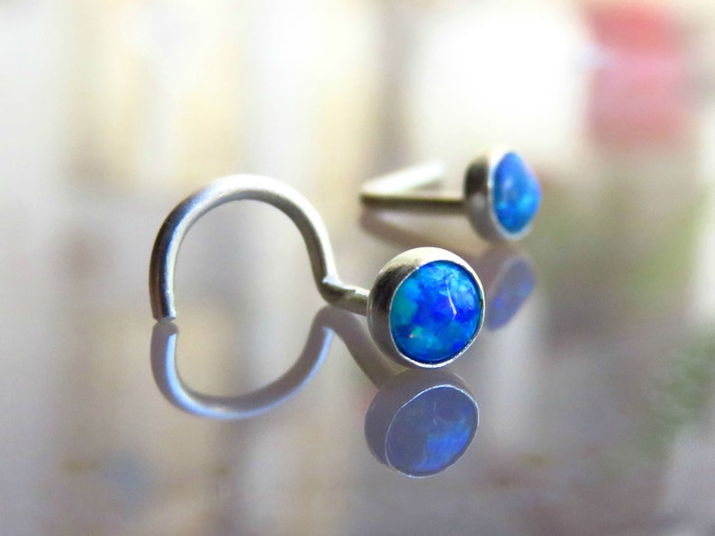 Natural Opal Nose Stud Blue Opal Nose Stud