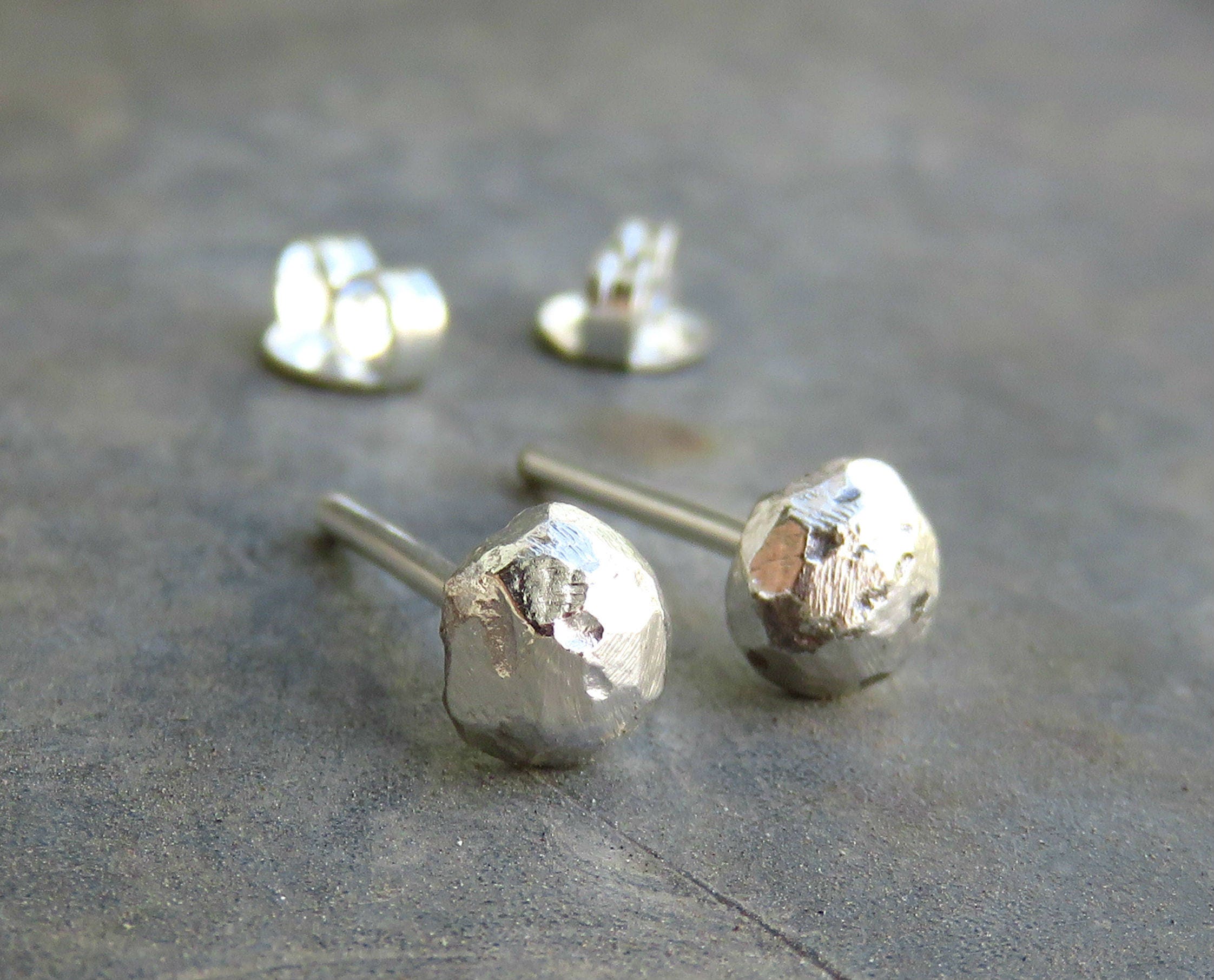 Oxidized Silver Stud Earrings Black Studs Earrings Etsy