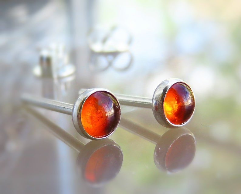 Genuine amber stud earrings / Sterling Silver amber studs / Etsy