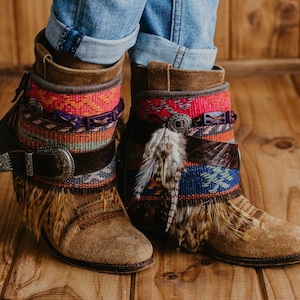 Native american boot cuffs, American indian boot covers, Ethnic accessory for boots, boot ankle cuff, Boot wrap ankle,