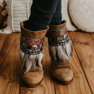 Western Leather Boot Covers, Boho Charms Boot Cuffs, Stylish Boot Accents, Trendy Ankle Boot Wraps, Cowgirl Fashion, Festival Leg Warmers image 5