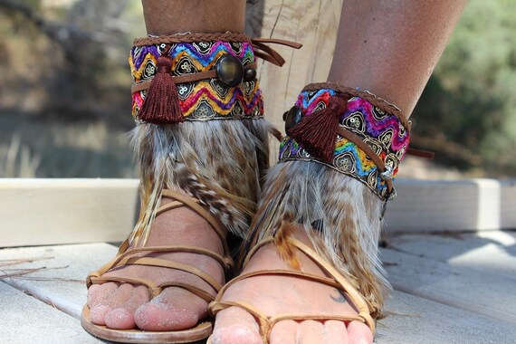 Decora sandalias / Tobilleras / Cubre sandalias / Etnico | Etsy México