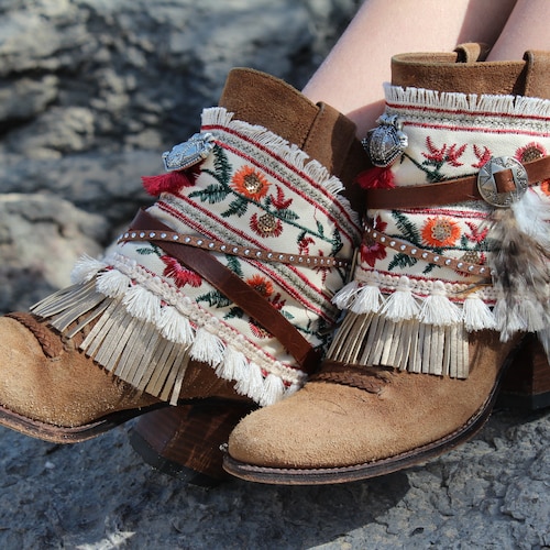 Boot Wrap Ankle / Cover Boots Ethnic / Boot Cuffs / COACHELLA - Etsy