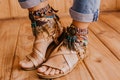Indie Bandana Silk Anklet With Feathers And Indian Coins | Boho Sandal Cuff Western Cowgirl Anklet Bracelet | Barefoot Sandal Cuff | GIFT product logo