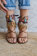 Boho Anklet Sandal Charms for Women, Festival Ankle Wraps with Feather Fringe, Handmade Woven Bohemian Sandal Accessories product logo