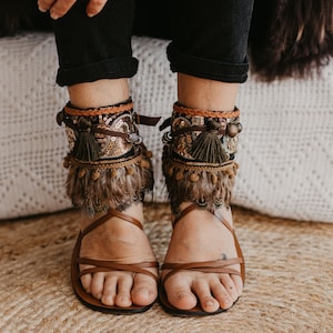 Fringe Sandal Cuff Festival Foot Jewelry | Sandal Decoration Retro Style | Barefoot Beach sandal Wraps | Bohemian Ankle Accessory | GIFT