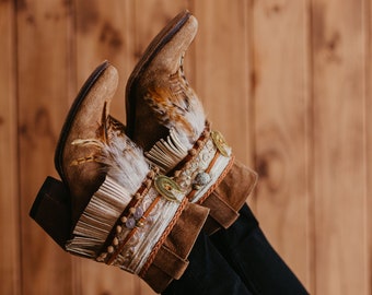Boho Feathered Boot Covers, Festival Footwear, Hippie Chic Boot