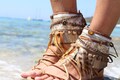 Boho Gold Anklet Cuffs with Feather Fringe, Foot Jewelry for Women, Festival Ankle Bracelet, Sandal Charms, Bohemian Ankle Wrap product logo