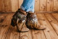 Boho Boot Covers with Beige Feather Fringe and Satin Scarf | Western Cowgirl Boot Cuffs product logo