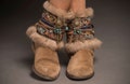 Boho Boot Covers with Blue Velvet and Dreamcatcher | Handmade Festival Boot Cuffs with Fur Trim product logo