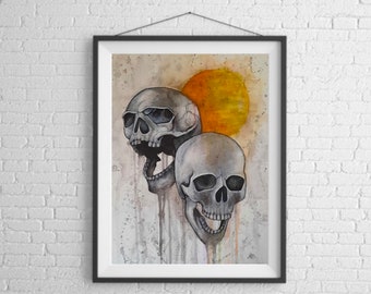 Red Moon Skulls Artwork Print