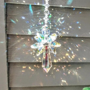 AB Aurora Borealis Crystal Angel Suncatcher / Rainbow Maker / Prism Sun Catcher / Window Car Decor (Rainbows and Whimsy)