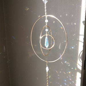 Circle #2 - Modern Gold Geometric Aurora Borealis Crystal Suncatcher Mobile / Rainbow Maker / Prism - Elemental (Rainbows and Whimsy)