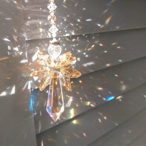 Champagne Crystal Angel Suncatcher  / Rainbow Maker / Prism Sun Catcher / Window Car Decor (Rainbows and Whimsy)