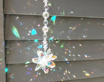 Aurora Borealis Crystal Starburst Suncatcher  Rainbow Maker / Prism Suncatcher / Window Decor (Rainbows and Whimsy)