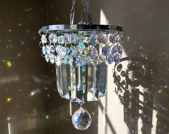 Tiered Elegance - Crystal Sun Chandelier Suncatcher Mobile  / Unique Prism Rainbow Maker (Rainbows and Whimsy)