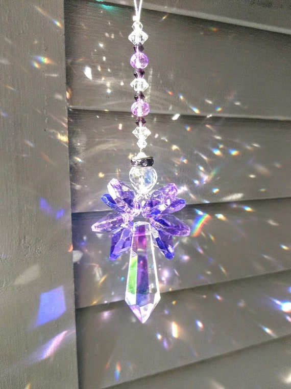 Purple Suncatcher Crystal Ornament Crystal Icicle Prism Sparkly