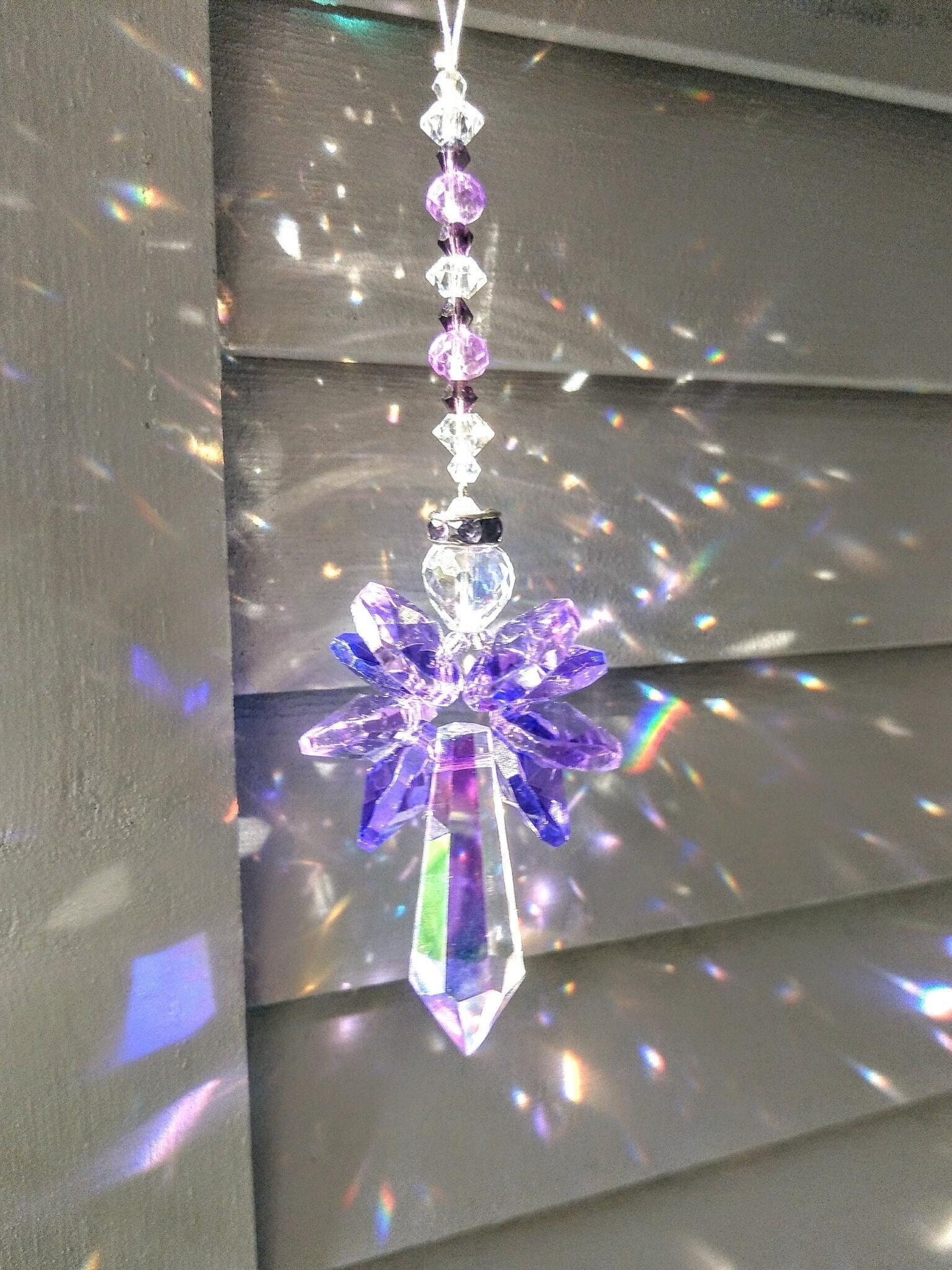Purple Combo Crystal Angel Suncatcher  / Rainbow Maker / Prism Sun Catcher / Window Car Decor (Rainbows and Whimsy)