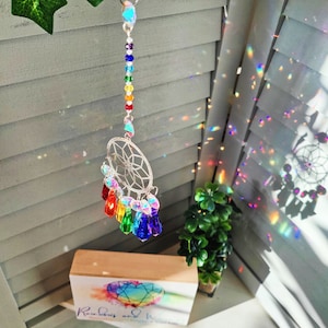Chakra #3 Dreamcatcher Crystal Suncatcher Mobile / Meditation / Home Accent Decor / Rainbow Maker / Prism Sun Catcher (Rainbows and Whimsy)