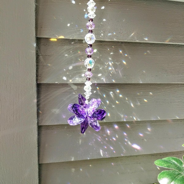 Purple Combo Starburst Crystal Suncatcher Rainbow Maker / Prism Suncatcher / Window Decor (Rainbows and Whimsy)