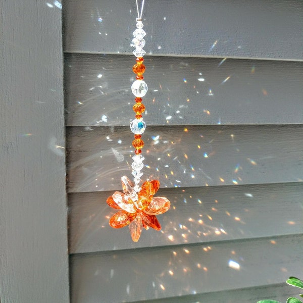 Orange Combo  Starburst Crystal Suncatcher / Car Decor Rainbow Maker / Prism Suncatcher / Window Decor (Rainbows and Whimsy)