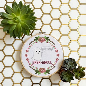 Kit- Gaba-Ghoul, cross stitch, relax, millennial, snarky, modern, funny, cappicola, italian, meat, charcuterie, halloween, ghost, spooky