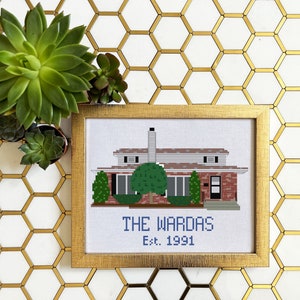 Pattern: Custom house portrait cross stitch, personalized, housewarming, gift for best friend, gift for parents, mom, dad, modern, birthday