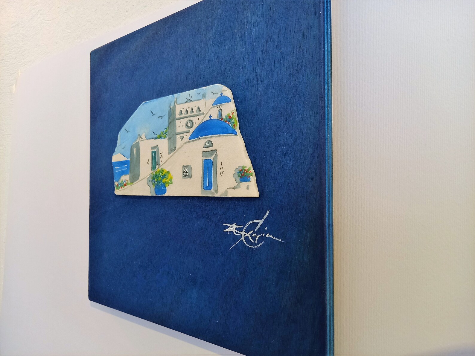 Beautiful Wall Painting of Greek Island Landscape, Greek Wall Art