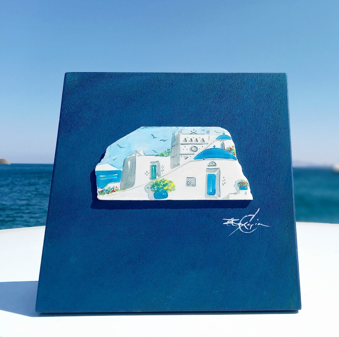 Beautiful Wall Painting of Greek Island Landscape, Greek Wall Art