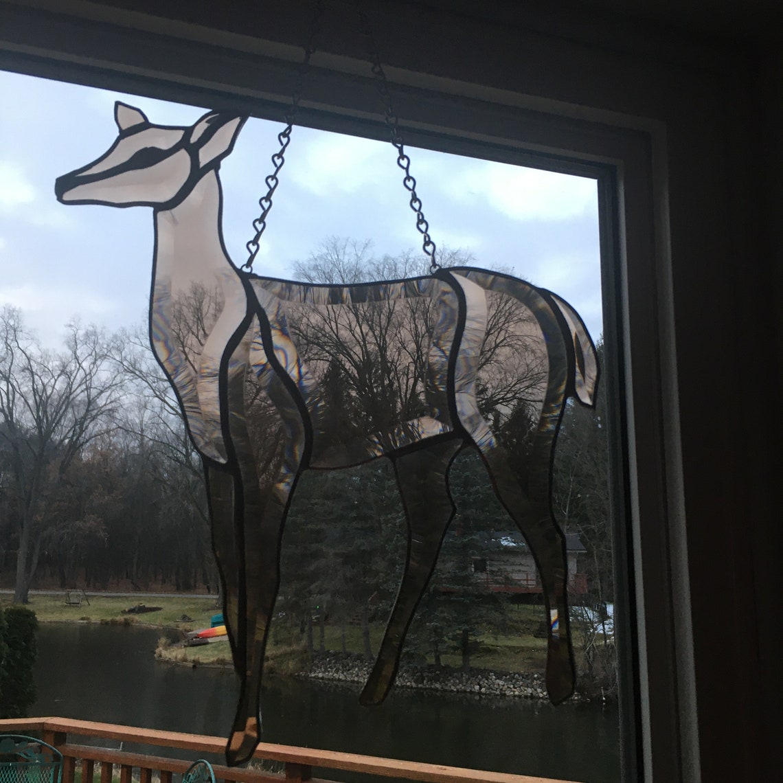 Stained glass deer amber bevel cluster Etsy