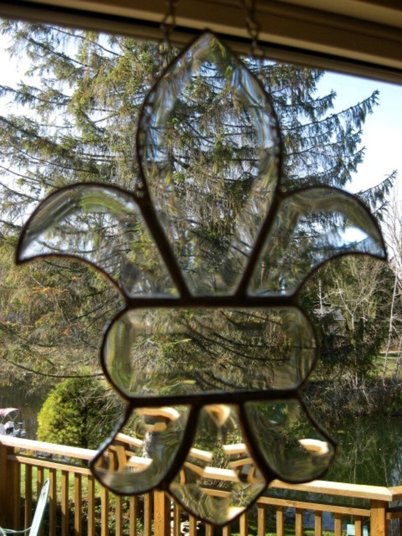Clear stained glass beveled art
