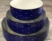 Finel Blue and White Diamond Enamel Bowls Kaj Franck