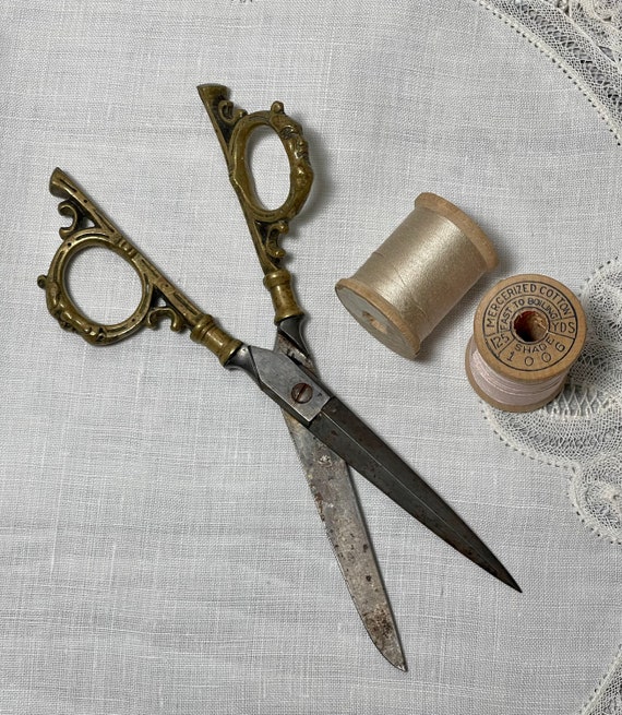 Victorian Sewing Scissors Germany, Grotesque Face Antique Victorian Sewing Scissors Germany, Grotesque Face Antique