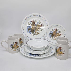 Corelle Country Morning 14-Pc Dinnerware Set Made In USA 2000's