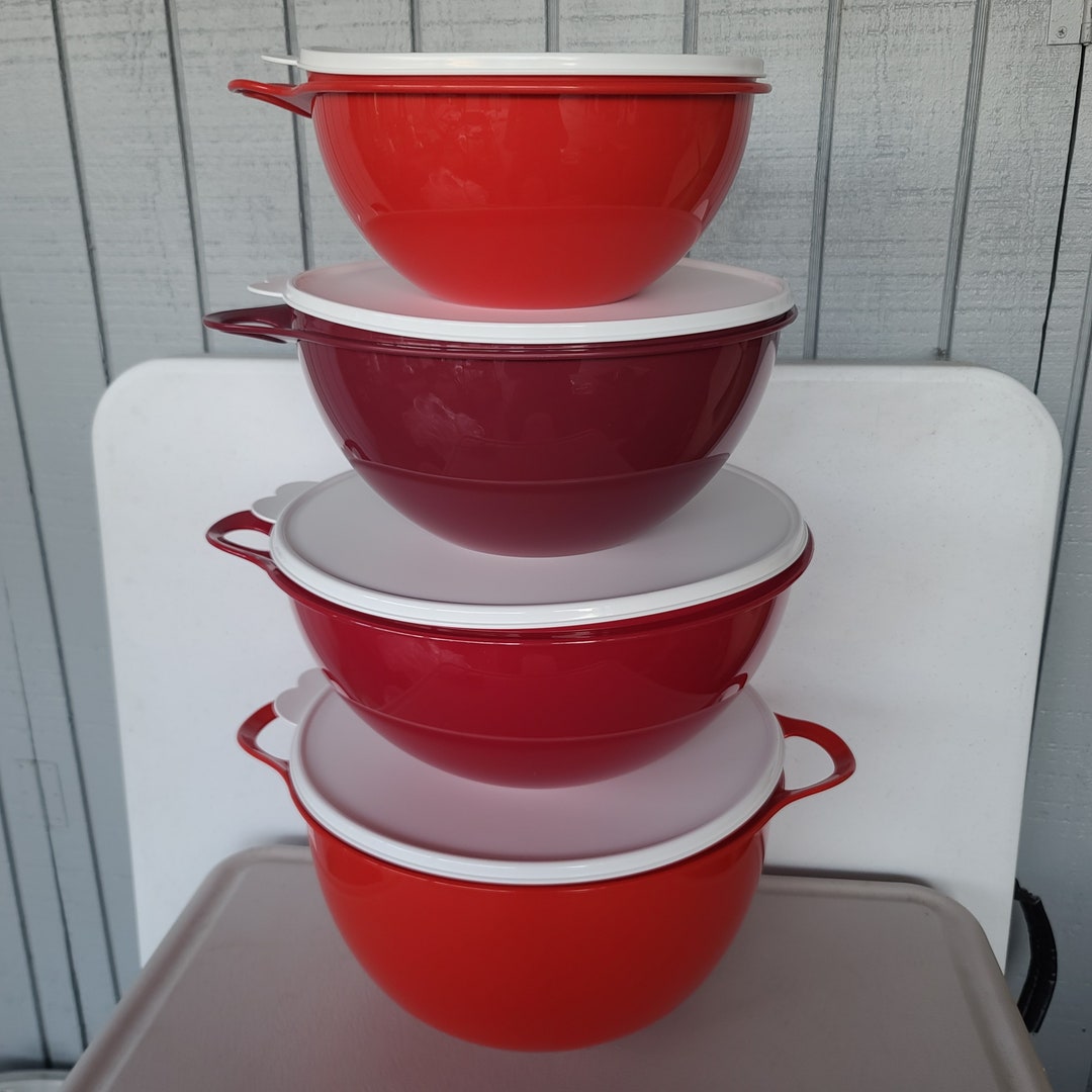 Tupperware Thatsa Mixing Bowls RED Set of 4 Bowls NEW Etsy