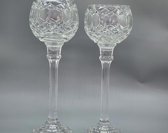 Vintage Crystal Globe 2-Tall Vase One 13in One 13.5in