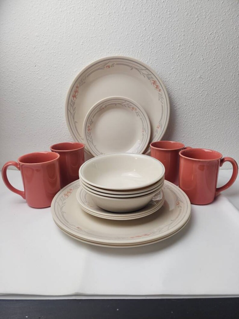 Vintage Corelle Rose 16-pc Dinnerware Set 4-place Setting. - Etsy