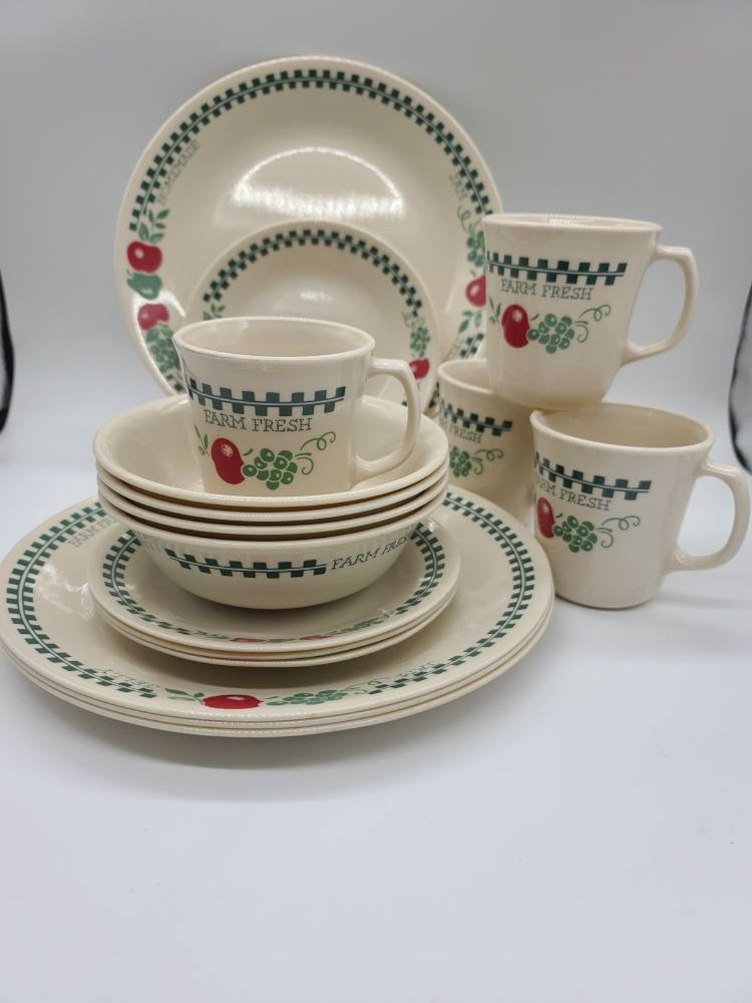 Corelle Farm Fresh Dinnerware Set 16 Pcincludes 4 Each Etsy