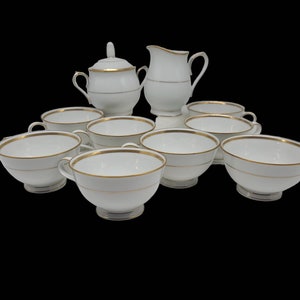 Vintage Princess House Fine China Princess Heritage Gold Rim Tea Set 10-Pc