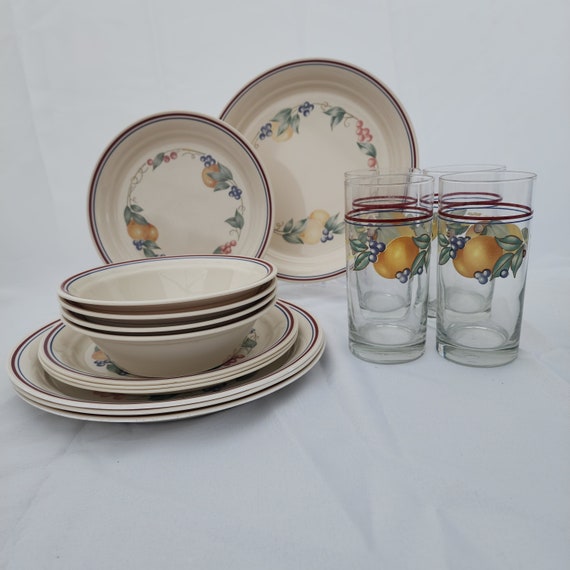Corelle Abundance 16-pc Dinnerware Set 4-places Setting W/glasses