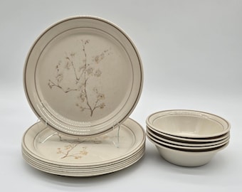 Corelle China Blossom 7-Dinner Plates And 5-Cerael Bowls 1980's