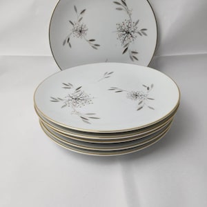 Noritake Helene Gold Rim Salad Plates 8.25in 4-Pc Set 1950&#39;s