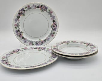 Noritake Roselane Replacemen Dinner Plates And Rimmed Pasta Bowls 1950's-1955's