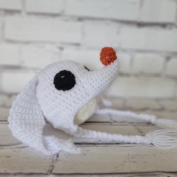 Crochet Knit Ghost Dog Hat Beanie Halloween Hat