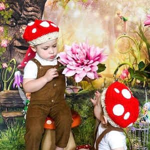 Crochet Knit Mushroom Hat Beanie Toadstool Hat, Baby Mushroom hat, Toadstool Hat, Fairycore, Kids Fairy Hat, Mushroom Beanie, Mushroom Toque