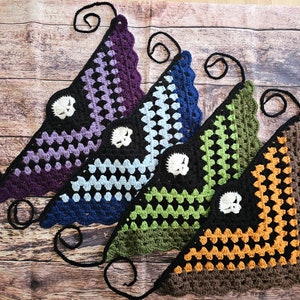 Crochet Bandana, Hawkmoth, Deaths Head Moth, Skull Bandana, Boho Hair scarf, Hair Bandana, Fantasy Hat, Cottagecore, Folklore hat, Fairycore