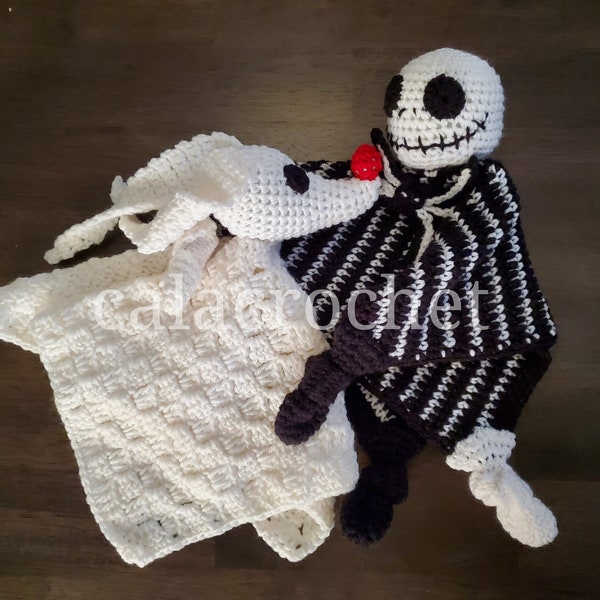 Ghost dog and Skeleton Friend Lovey Security Blanket